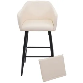 Mendler 2er-Set Barhocker HWC-H93, Barstuhl Tresenhocker, Fußablage Metall Kunstleder creme-beige