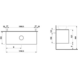 Laufen Waschtischunterschrank 2 Schubladen 118,0 x 49,5 x 52,5 cm Verkehrsgrau