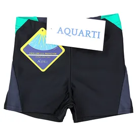 Aquarti Badehose Gestreift mit Motiven Grün/Schwarz 158