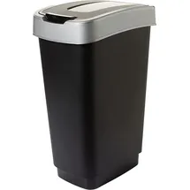 2friends Großer geruchsdichter Abfalleimer mit Schwingdeckel 50L, modernes Design - Silber