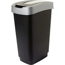 2friends Großer geruchsdichter Abfalleimer mit Schwingdeckel 50L, modernes Design - Silber