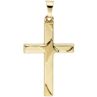 Schmuck Krone Kettenanhänger »Anhänger Kreuzanhänger Goldkreuz Kreuz, teilmattiert, 375 Gold Gelbgold«, Gold 375