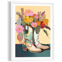 Reinders Wandbild 50 x 70 cm Flower Boots Holz Bunt