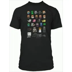 Minecraft Charaktere Kinder T-Shirt 110/116 Schwarz