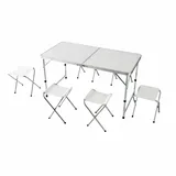 Relaxdays Campingtisch mit 4 Hockern Weiß/Silber