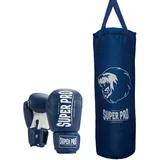 Super Pro Boxsack SUPER PRO "Boxing Set Punch", blau (blau, weiß), Boxsäcke, B/H/L: 30cm x 90cm, B:30cm H:90cm Ø:30cm