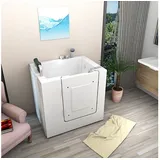 AcquaVapore Badewanne Sitzbadewanne Senioren Sitzwanne mit Tür S02-TH-B 100x78cm, Schnelle Reinigung, Nackenstütze, Überlauf Abfluss, Extra Tief weiß