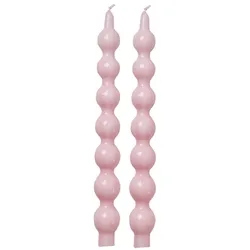 RICE Geschwungene Kerzen 2er Pack, 30 cm, rosa