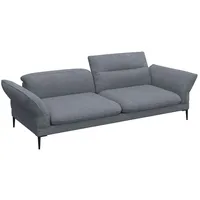 FLEXLUX 3-Sitzer Salino, Funktionssofa, Relaxsofa, Sofa mit Arm- und Kopfteil-Verstellungen, Kaltschaum & Stahl-Wellen blau