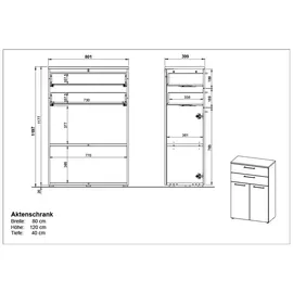 Germania Agenda Aktenschrank 80 x 40 x 120 cm grau