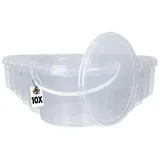 FixedByU 10x Kunststoffeimer Mit Deckel, Pp, Rund, Transparent 2 L