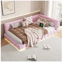 HAUSS SPOLE Schlafsofa 90*200cm mit Umgebungslicht, USB-Anschluss, Ohne Matratze Rosa, 90*200cm, ohne Matratze rosa