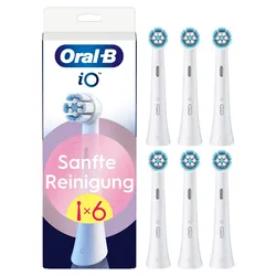 Oral-B iO Sanfte Reinigung, Original Aufsteckbürsten, geeignet für empfindliches Zahnfleisch, Weiß, 6 Stück