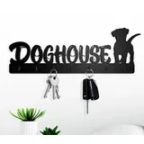 anygoods Schlüsselbrett im Doghouse Design mit 7 Metallhaken NEU