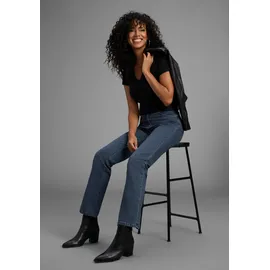 Arizona Gerade Jeans "Annett", Damen, Gr. 76, K + L Gr, blau (blau stone), Jeans, Obermaterial: 98% Baumwolle, 2% Elasthan, clean, Basic, normal lang, Jeans, bequeme Passform, 5-Pocket-Style, hohe Taille, Topseller