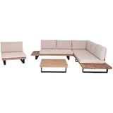 MCW Garten-Garnitur H54 4er-Set Hellbraun Polster Beige