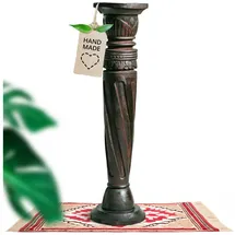 Livasia gedrehte Deko Holzsäule 80cm – Antik-Look Podest, Blumensäule, Dekosäule aus Albiziaholz – Balinesische Handwerkskunst, Nachhaltig und Einzigartig (Braun)
