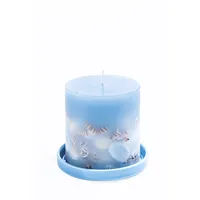 Weltbild Kerze "Muscheln" blau inkl. Kerzenteller