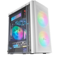 Mars Gaming MC300W Weiß, MicroATX PC Gehäuse, Gehärtetes Glas, Mesh Front, 3xFRGB Lüfter