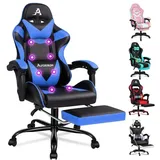 luxuskollektion Eryx-Serie Gamer-Stuhl mit Massagefunktion und Fußstütze Blau
