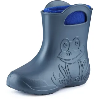 Ladeheid Eva Kinder Jungen Mädchen Gummistiefel Regenschuhe gefüttert LA-CA-03 (Metallisches Blau/Marineblau-2, 32/33 EU) - 32/33