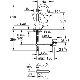 Grohe BauFlow L-Size Einhandmischer chrom 23753000