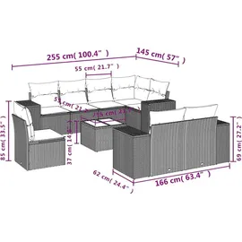 vidaXL Gartensofa-Set 9-tlg. grau