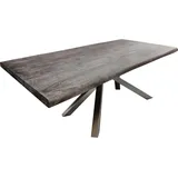 DeLife Esstisch Edge 200x100 XL Akazie Platin Kreuzgestell Rechteck Edelstahl Live-Edge - Grau