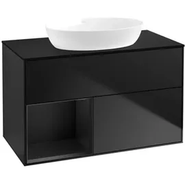 Villeroy & Boch Finion Waschtischunterschrank FA12PDPD 100cm, Abdeckplatte black matt, Regale Black matt lacquer, Black matt lacquer