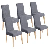 LANSHENG Stuhlhussen 6er Set, Universal Esszimmerstühle Stuhlbezug, Abnehmbar Waschbar Stuhlhussen für Esszimmerstühl, Küche, Restaurants, Hotels (Grau, 6er Set)