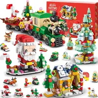 KAHEIGN Adventskalender 2024 Kinder, Adventskalender mit 1123 Teilen 6 in 1 Zug Weihnachtsmann Haus Baum Bausteine ​​Spielzeug für Erwachsene, Geschenk für Mädchen Jungen (38 cm x 26 cm)