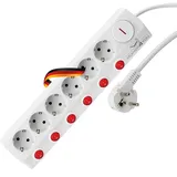 SCHWAIGER 658668 Steckdosenleiste Mehrfachsteckdose 6-Fach Schuko Steckerleiste mit Hauptstecker einzeln schaltbar 1,40m weiß