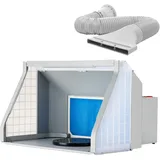 Wiltec Airbrush Absauganlage 9 m3/min, zur Absaugung von Farbe Farbnebel Sprühnebel Filter, mit led Beleuchtung, Zweistufenschalter und