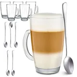 Cosumy Latte-Macchiato-Tasse 6 Latte Macchiato Gläser mit Löffel, Glas, warm