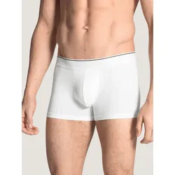 Boxershorts CALIDA "Pure & Style", Herren, Gr. M (50), weiß, Single Jersey, Obermaterial: 94% Baumwolle, 6% Elasthan, körpernah, Unterhosen, maskulines Nadelzug-Design