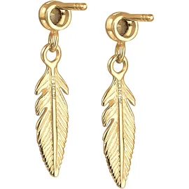 Elli Ohrringe Damen, Ohrhänger Feder-Motiv mit Kristallen von Swarovski", gold, | Gr.: onesize