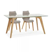 KADIMA DESIGN Esstisch mit Glasplatte und Massivholzgestell | Skandinavischer