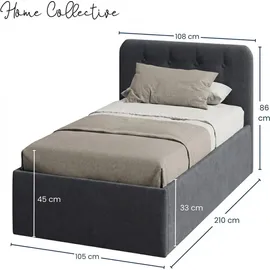 home collective Polsterbett 100 x 200 cm H2 Anthrazit