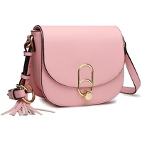 Miss Lulu Schultertasche Damen Umhängetasche Cross Body Bag Modern Mit Reißverschluss Quaste Urlaub Shopping (Pink)