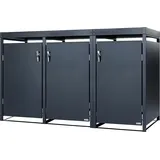 Zelsius Mülltonnenbox 3er mit Pflanzdach für 3 Tonnen | 240 Liter Anthrazit RAL 7016