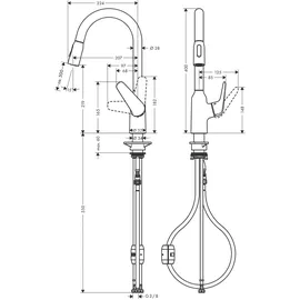 Hansgrohe Focus M42 220 2 jet messing edelstahl Finish 71800800