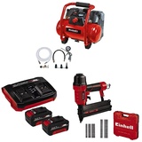 Einhell Akku-Kompressor TE-AC 36/6/8 Li OF Set Power X-Change (36 V, max. 8 bar, 6 l-Tank, 130 l/min Ansaugleistung, Motordrehzahl 16000 min^-1, inkl. 2x 4,0 Ah Akku, Twincharger und Druckluft-Tacker)