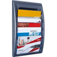 Paperflow Wandprospekthalter Kompakt anthrazit DIN A4 quer 4 Fächer