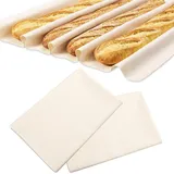 rakiuty Leinentuch Brot Backen, Bäckerleinen, Teigtuch, Brot Backen Zubehör, Teigtuch aus Naturleinen, zur Teigzubereitung und Backen, 2 Stück, 75 x 45cm