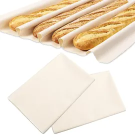 rakiuty Leinentuch Brot Backen, Bäckerleinen, Teigtuch, Brot Backen Zubehör, Teigtuch aus Naturleinen, zur Teigzubereitung und Backen, 2 Stück, 75 x 45cm