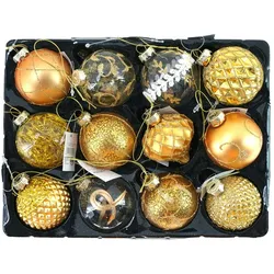 Weihnachtsbaumkugeln Glas Kugeln 12 STK  Christbaumkugeln Weihnachtskugeln gelb