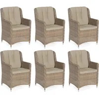 SonnenPartner 6er-set Garten-sessel Avatar Aluminium Mit Polyrattan Rustic-stream Gartenstuhl Hochle - Sonnenpartner
