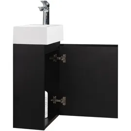 Badplaats Gäste-Wc-Möbelset, Schwarz Holz - Schrank Waschbecken Badezimmer Badezimmerschränke, Waschtischkombinationen