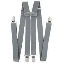 axy Hosenträger für Herren breit 2,5 cm in H-Form mit 4 Hosenträger Clips extra stark längenverstellbar (Grau) - Einheitsgröße