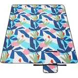 SONGMICS Picknickdecke, 300 x 200 cm, großer Teppich, für Camping, Park, Garten, Strand, wasserabweisend, maschinenwaschbar, faltbar, buntes Farn, GCM002Q03